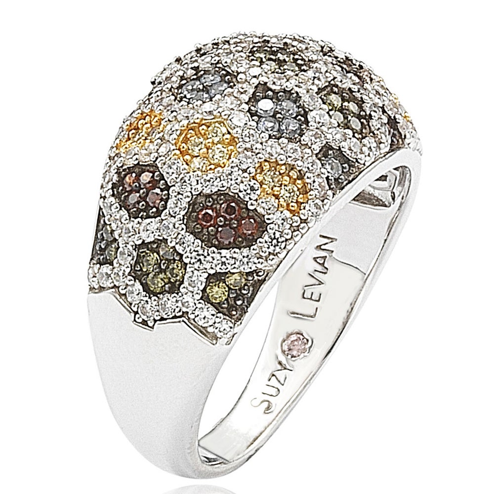 Suzy Levian Sterling Silver Pave Cubic Zirconia Ring