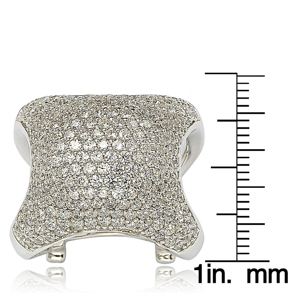 Suzy Levian Sterling Silver Pave Cubic Zirconia Standup Ring