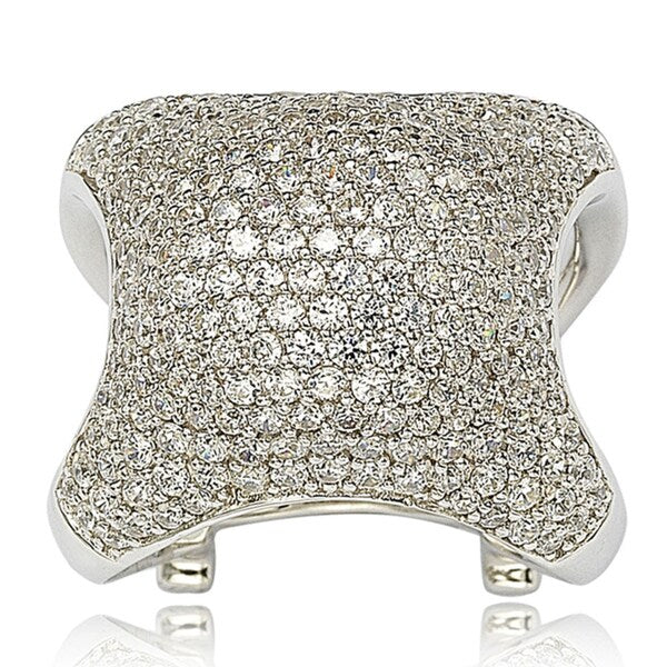 Suzy Levian Sterling Silver Pave Cubic Zirconia Standup Ring