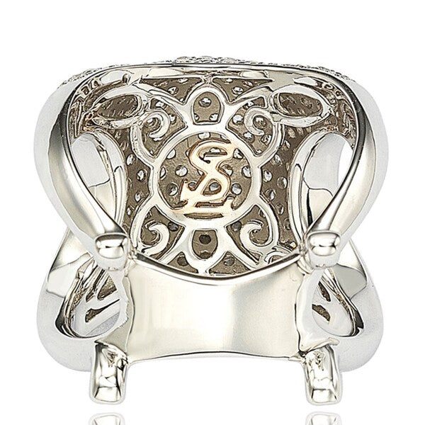 Suzy Levian Sterling Silver Pave Cubic Zirconia Standup Ring