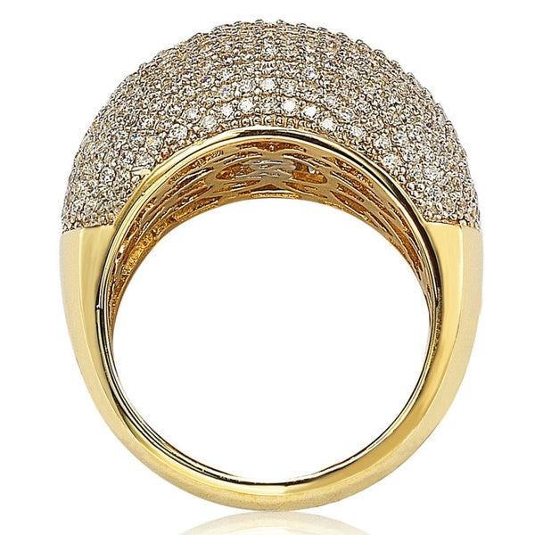 Suzy Levian Goldplated Sterling Silver Pave Dome Cubic Zirconia Ring