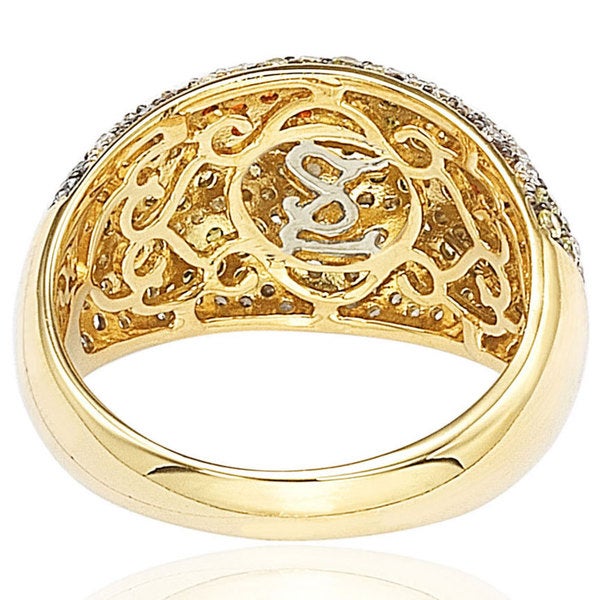 Suzy Levian Sterling Silver Pave Multi-Color Cubic Zirconia Ring
