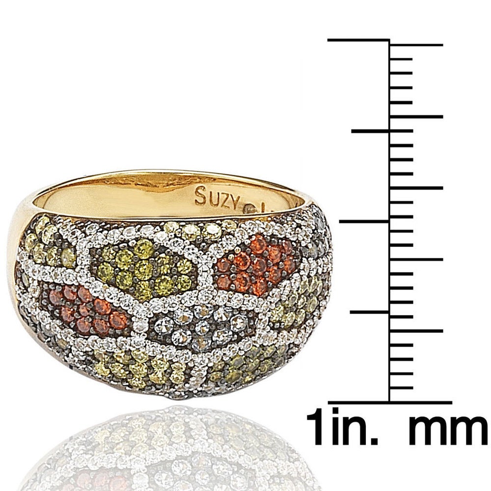 Suzy Levian Sterling Silver Pave Multi-Color Cubic Zirconia Ring
