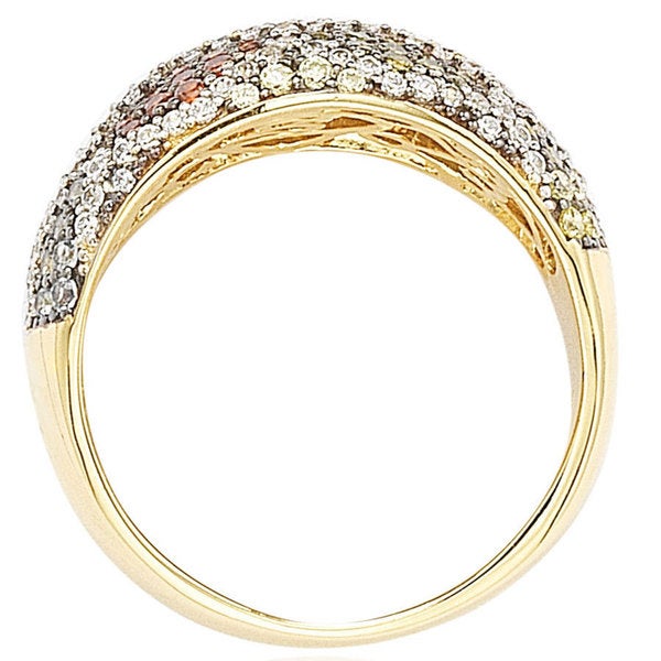 Suzy Levian Sterling Silver Pave Multi-Color Cubic Zirconia Ring