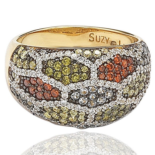 Suzy Levian Sterling Silver Pave Multi-Color Cubic Zirconia Ring