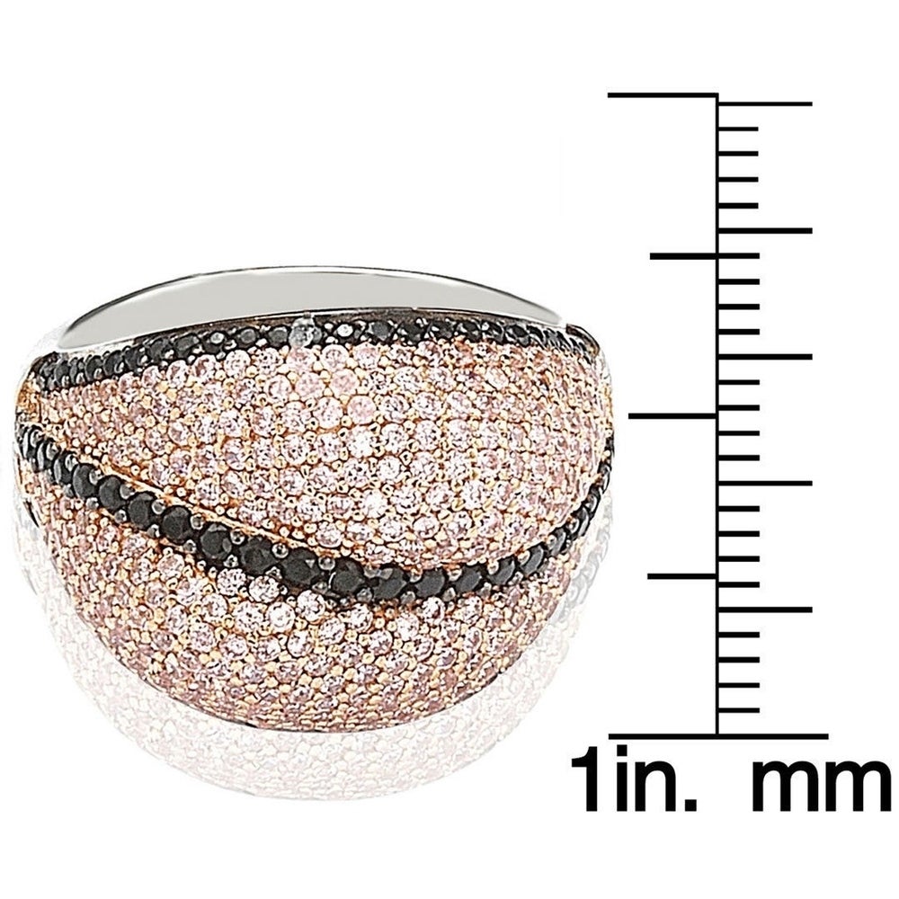 Suzy Levian Sterling Silver Pave Pink & Black Cubic Zirconia Ring