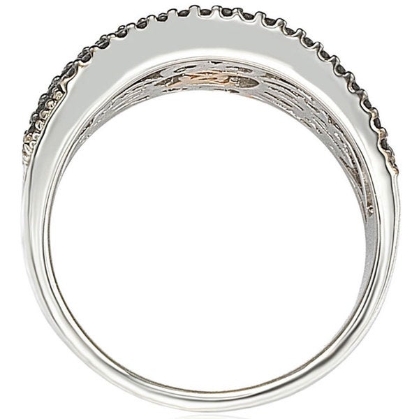 Suzy Levian Sterling Silver Pave White & Black Cubic Zirconia Ring