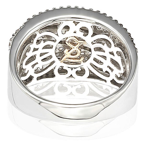 Suzy Levian Sterling Silver Pave White & Black Cubic Zirconia Ring