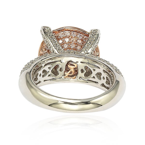 Suzy Levian Sterling Silver Pave Pink Cubic Zirconia Ring