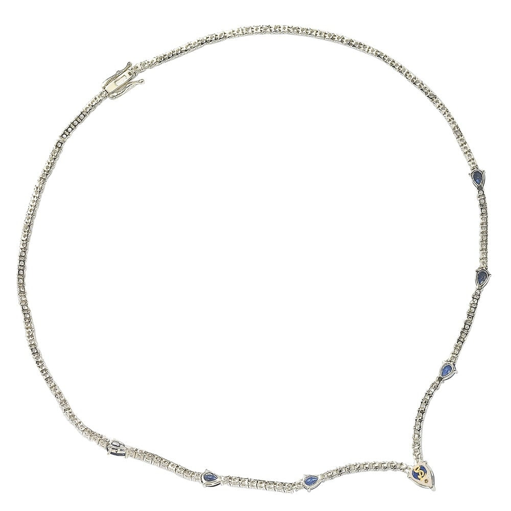 Suzy Levian Sterling Silver Pear-Cut Sapphire & Diamond Accent Evening Necklace