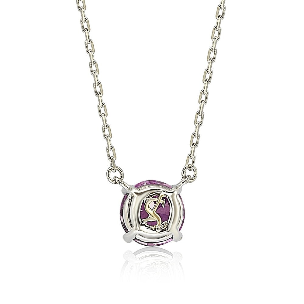 Suzy Levian Sterling Silver Pink Sapphire Solitaire Necklace