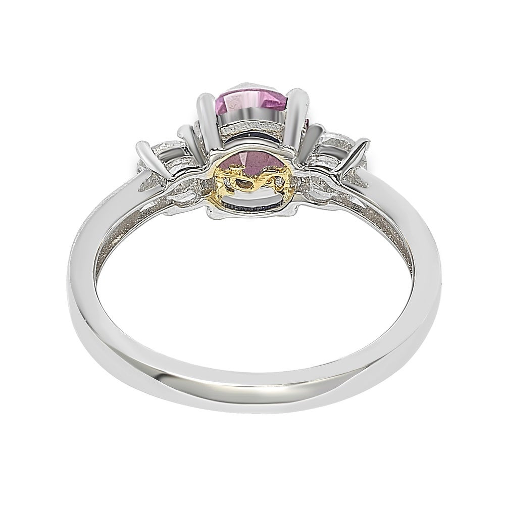 Suzy Levian Sterling Silver Pink Sapphire & Diamond Accent Engagement Ring