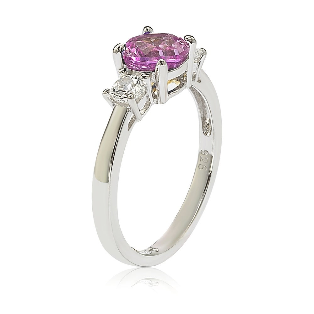 Suzy Levian Sterling Silver Pink Sapphire & Diamond Accent Engagement Ring