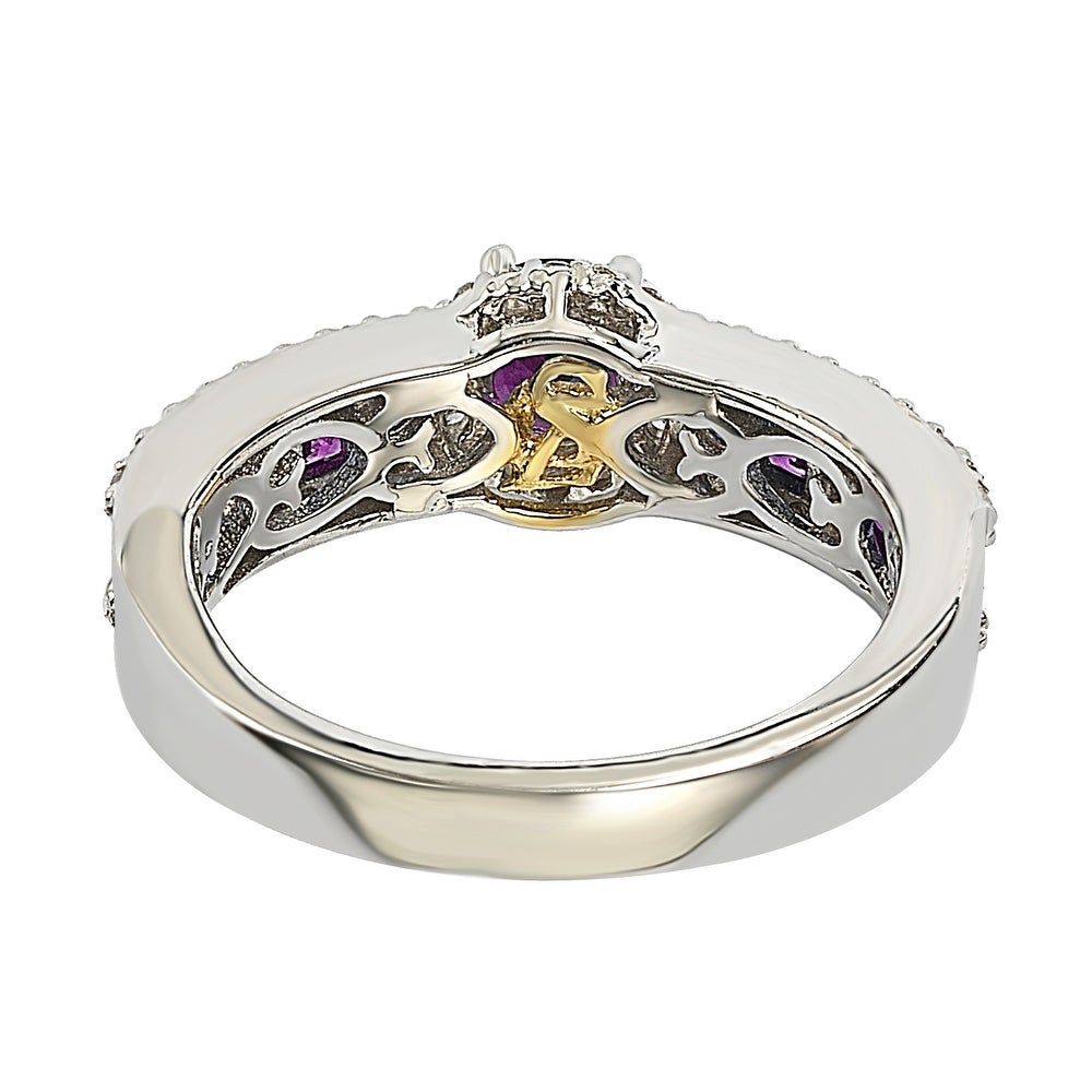 Suzy Levian Sterling Silver Pink Sapphire & Diamond Accent Princess-Cut Bridal Ring