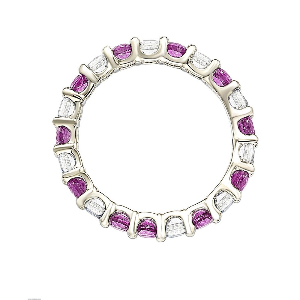 Suzy Levian Sterling Silver Pink & White Sapphire & Diamond Accent Eternity Ring