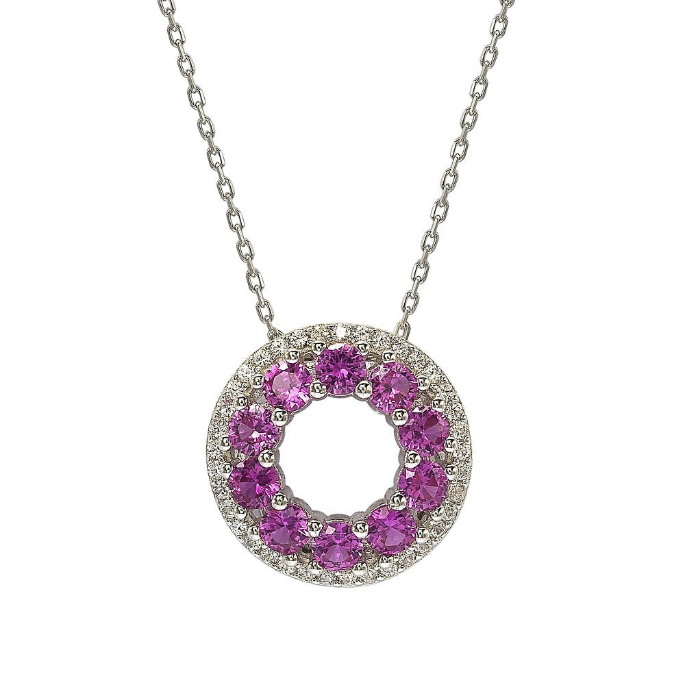 Pink and Purple Sapphire and Diamond Necklace