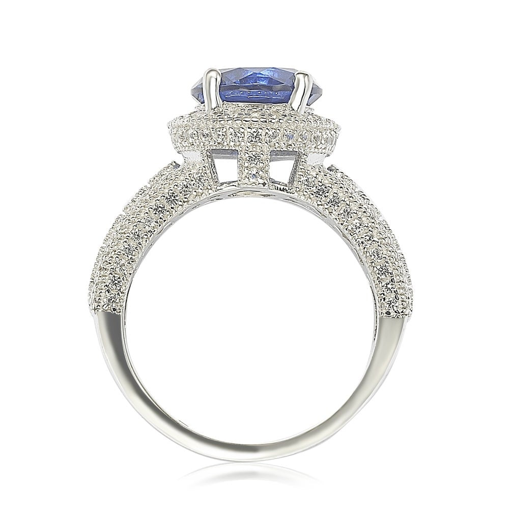Suzy Levian Sterling Silver Round-Cut Blue Sapphire & Diamond Accent Ring