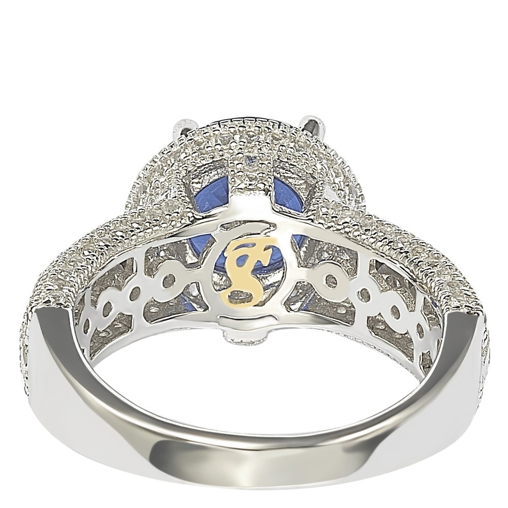 Suzy Levian Sterling Silver Round-Cut Blue Sapphire & Diamond Accent Ring