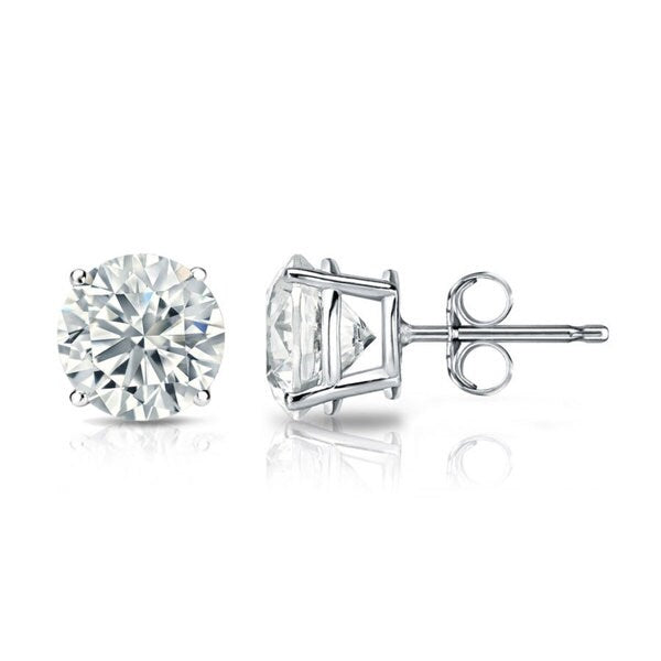 Suzy Levian Sterling Silver Round-Cut Cubic Zirconia Earring Studs 6.5mm 2cttw