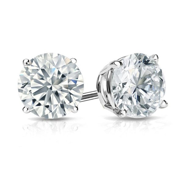 Suzy Levian Sterling Silver Round-Cut Cubic Zirconia Earring Studs 6.5mm 2cttw