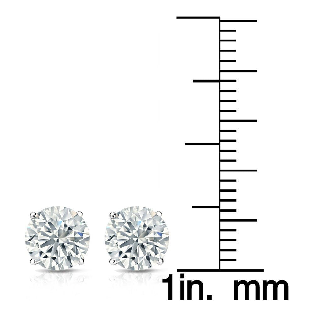 Suzy Levian Sterling Silver Round-Cut Cubic Zirconia Earring Studs 6.5mm 2cttw