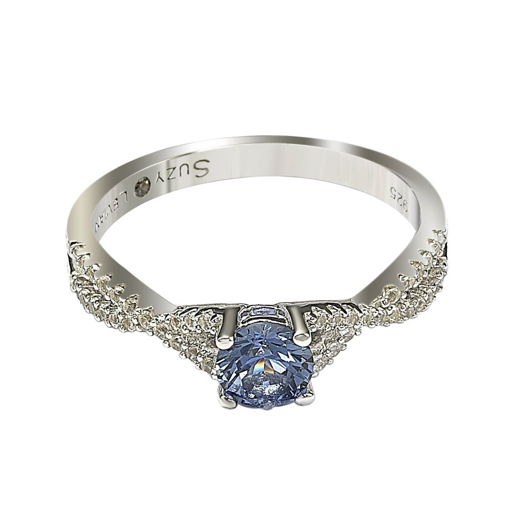 Suzy Levian Sterling Silver Sapphire (0.70cttw) & Diamond Accent Crossover Twist Ring