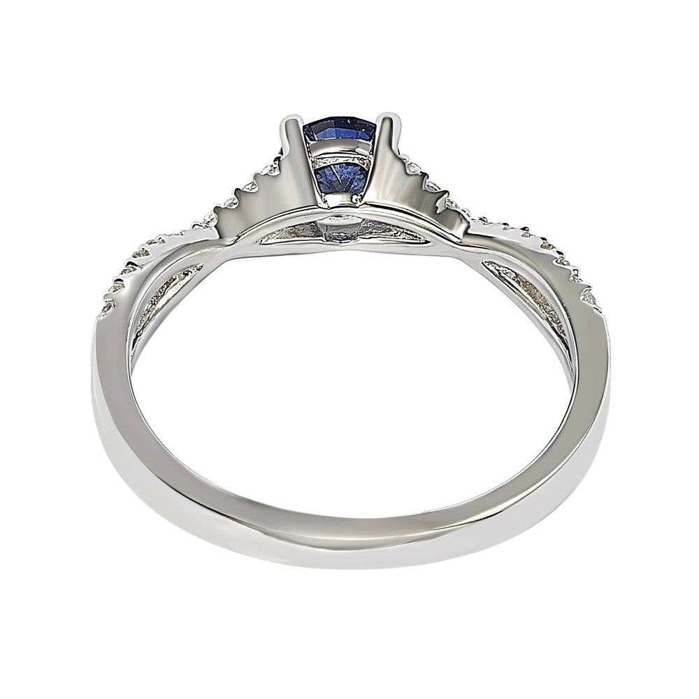 Suzy Levian Sterling Silver Sapphire (0.70cttw) & Diamond Accent Crossover Twist Ring