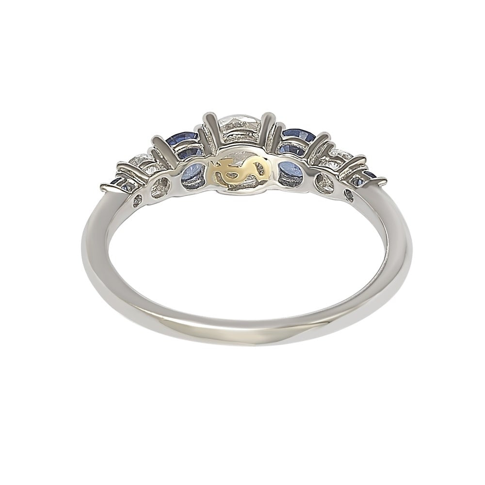Suzy Levian Sterling Silver Sapphire & Diamond Accent 1.75cttw 7-Stone Ring
