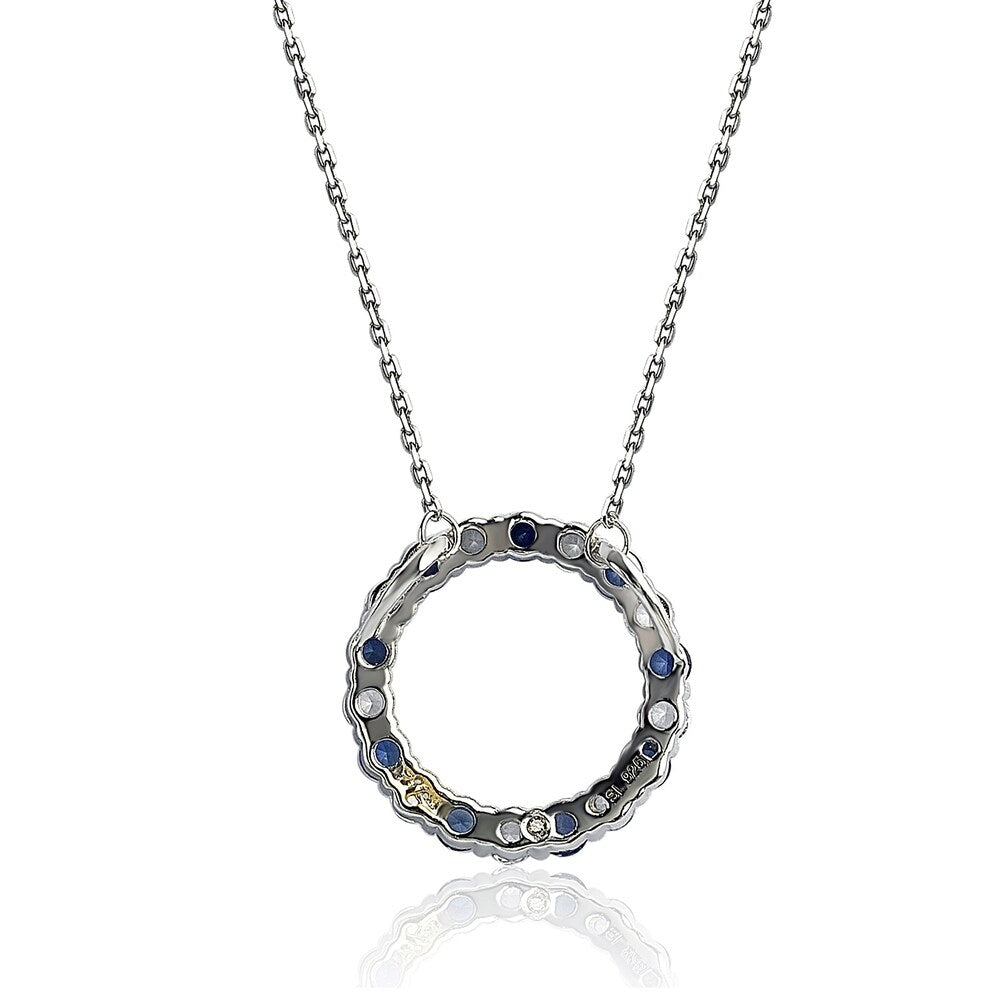 Suzy Levian Sterling Silver Sapphire & Diamond Accent Alternating Circle Eternity Necklace