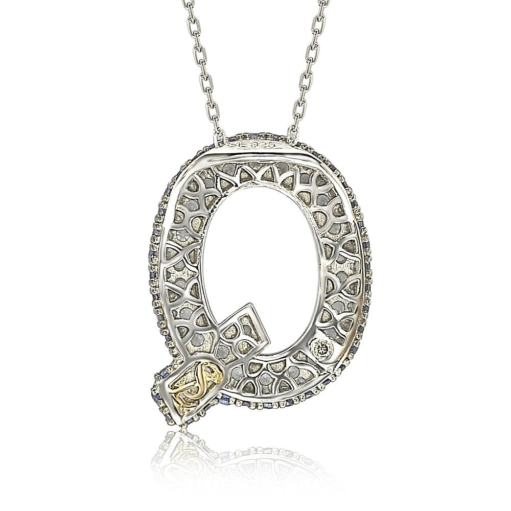 Suzy Levian Sterling Silver Sapphire & Diamond Accent Letter Pendant