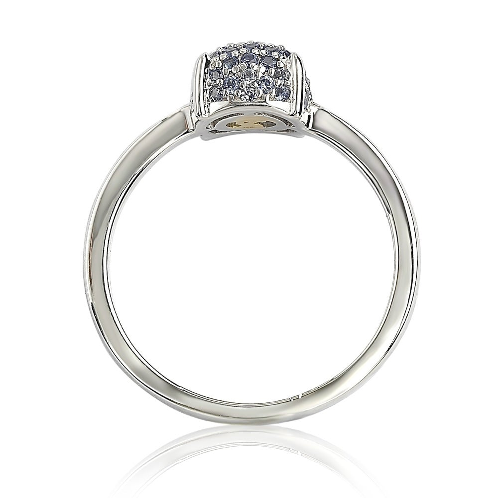 Suzy Levian Sterling Silver Sapphire & Diamond Accent Pave Ball-Top Ring