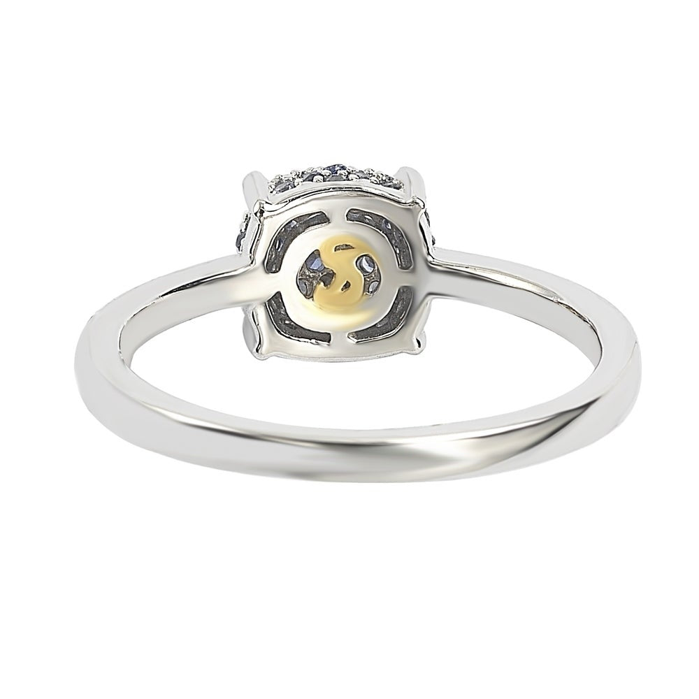 Suzy Levian Sterling Silver Sapphire & Diamond Accent Pave Ball-Top Ring