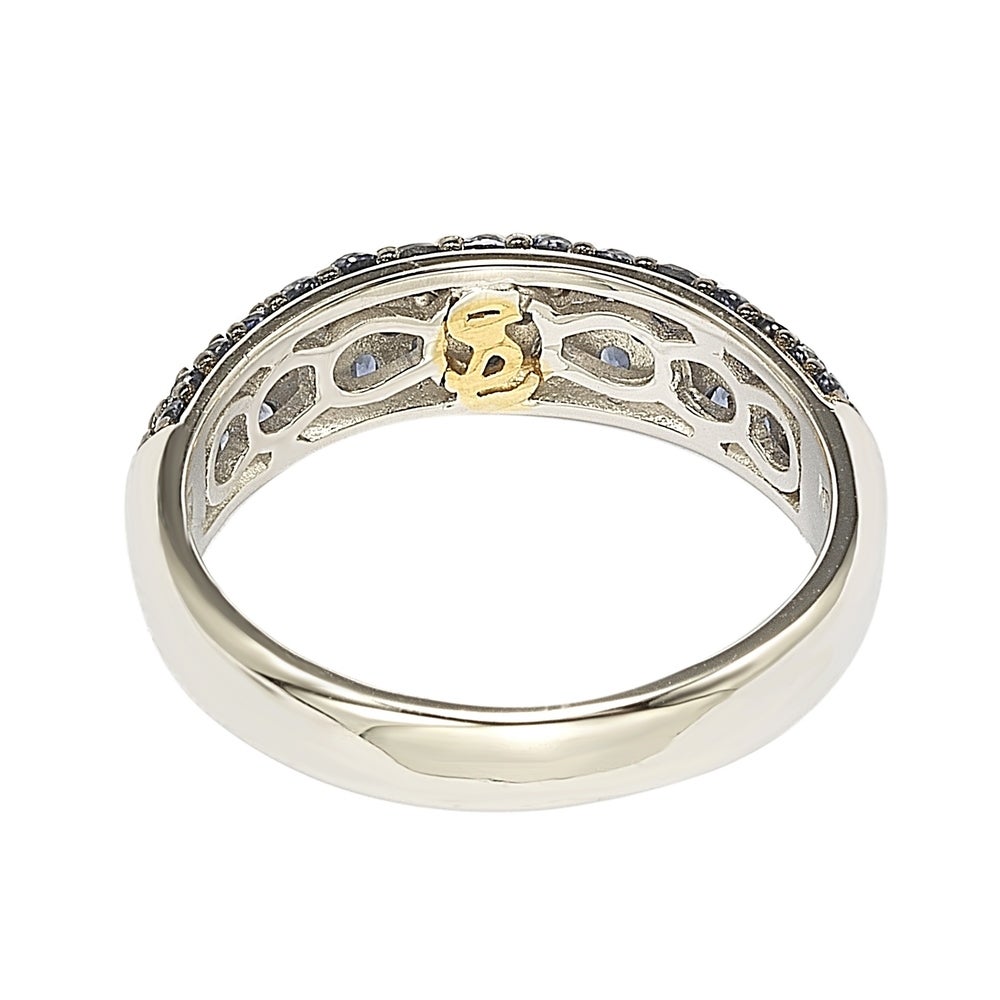 Suzy Levian Sterling Silver Sapphire & Diamond Accent Pave Band Ring
