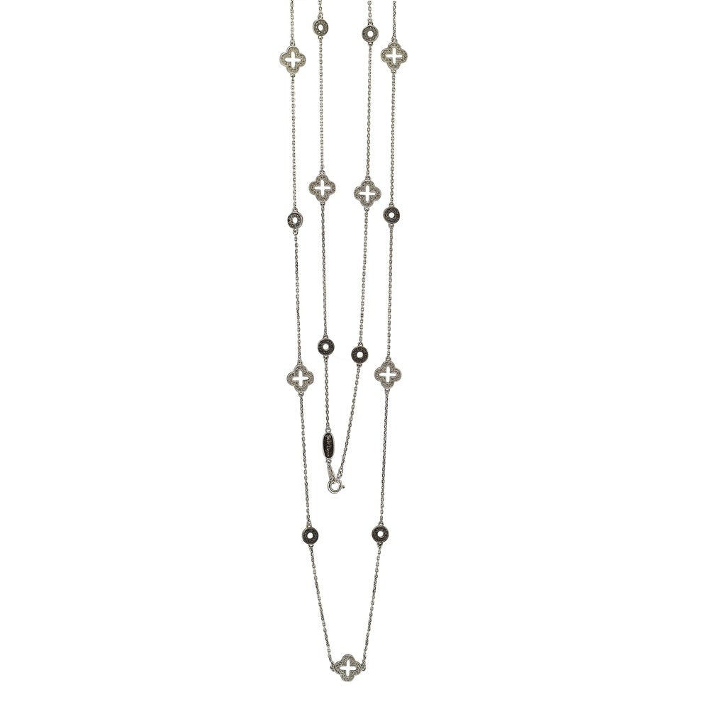 Jewelry, Silver Black Clover Long Necklace