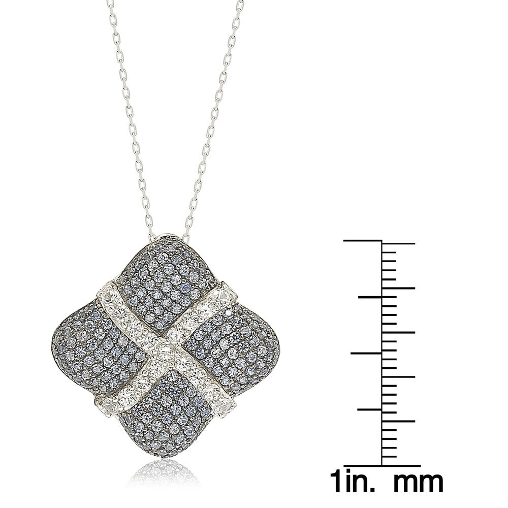 Suzy Levian Sterling Silver Sapphire & Diamond Wrapped Cushion Pendant