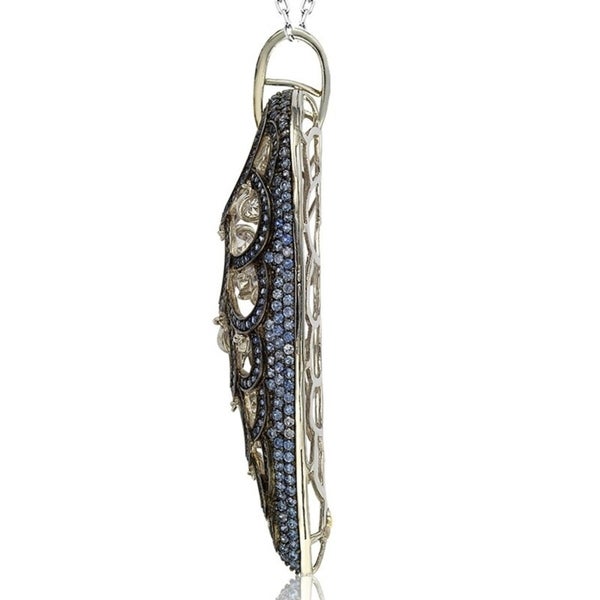 Suzy Levian Sterling Silver Sapphire Pave Necklace