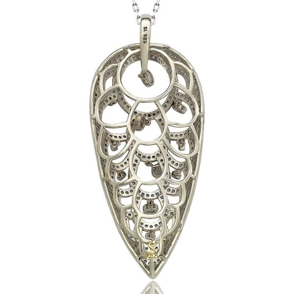 Suzy Levian Sterling Silver Sapphire Pave Necklace