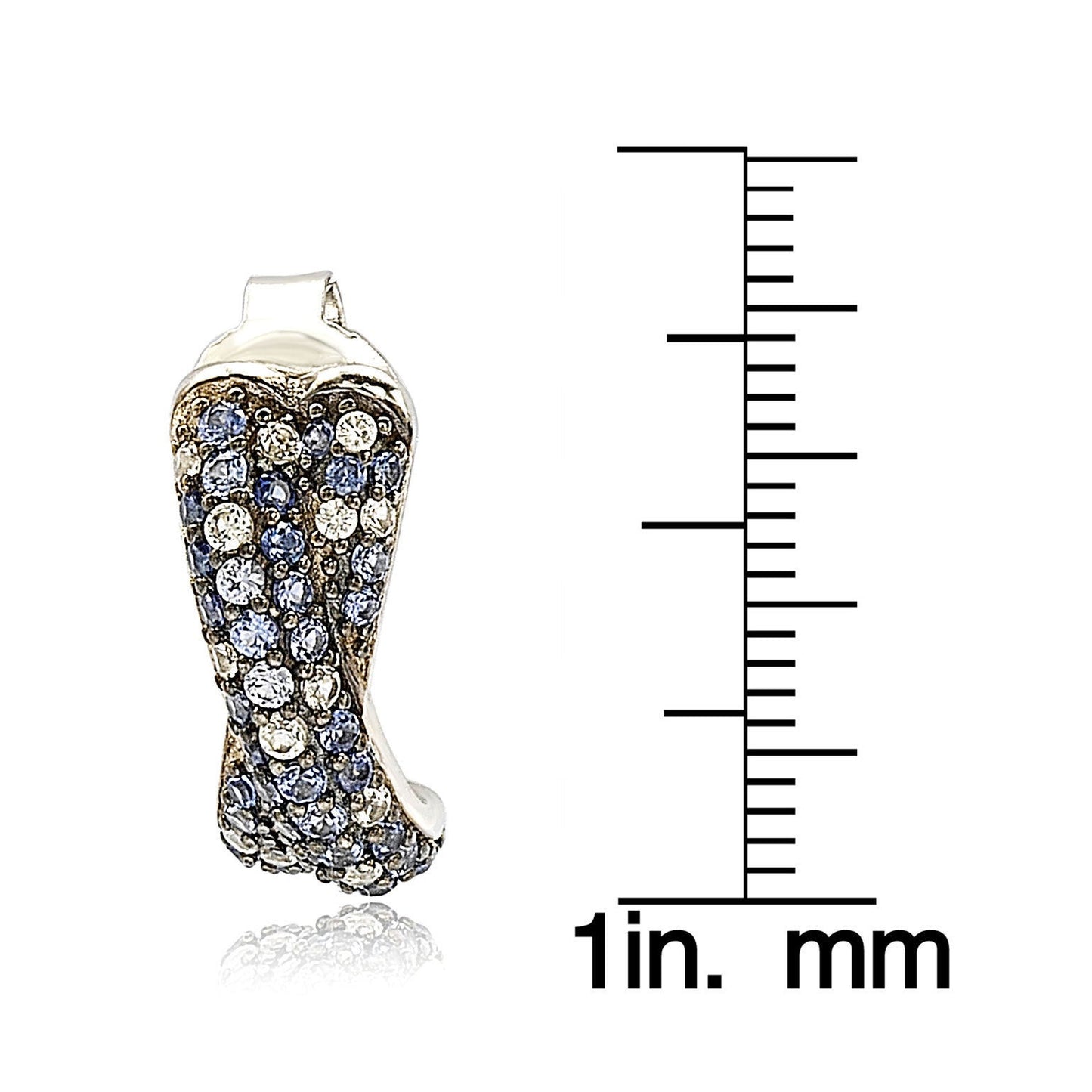 Suzy Levian Sterling Silver Blue Sapphire Petite Crossover Pave Earrings