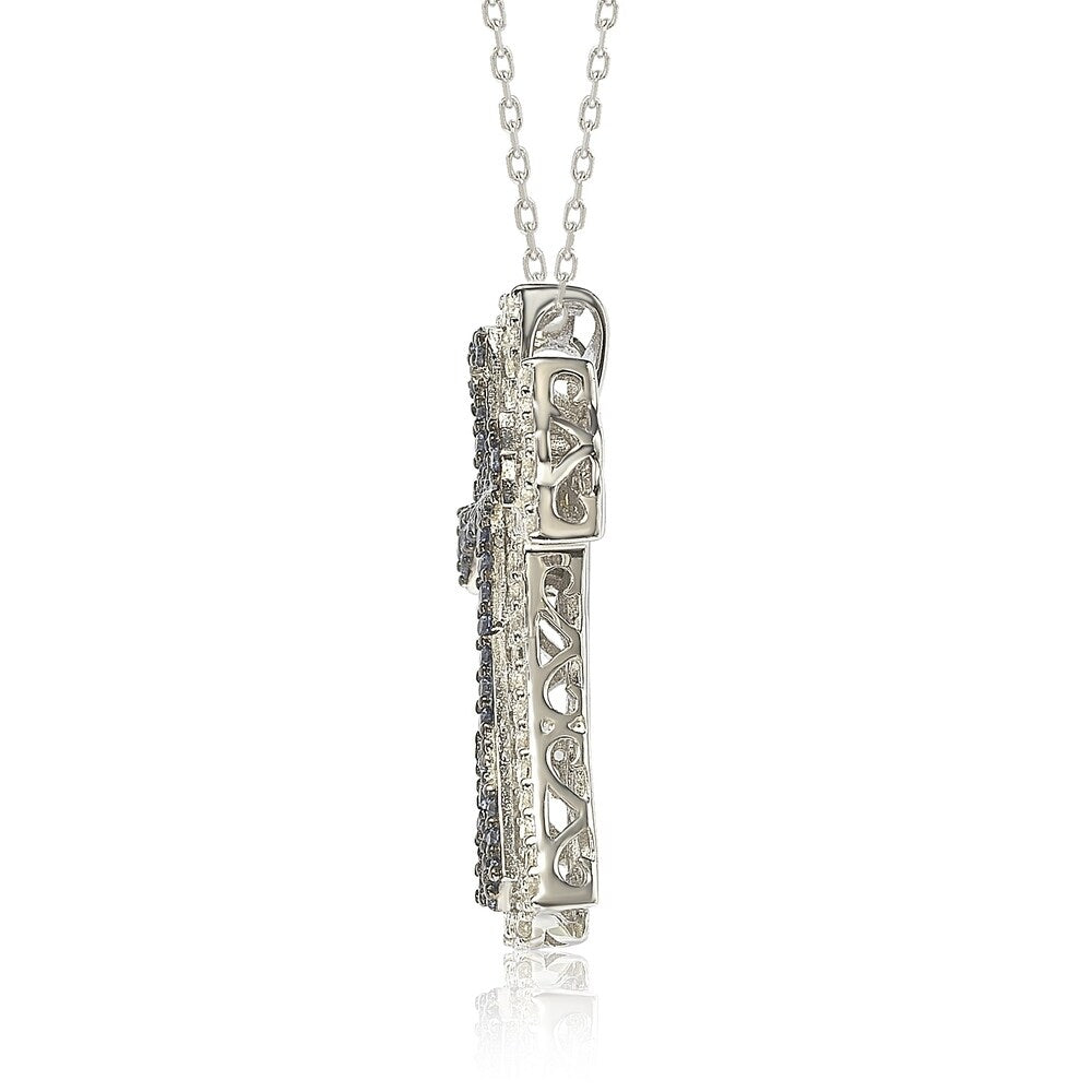 Suzy Levian Sterling Silver Sapphire and Diamond Accent Cross Pendant