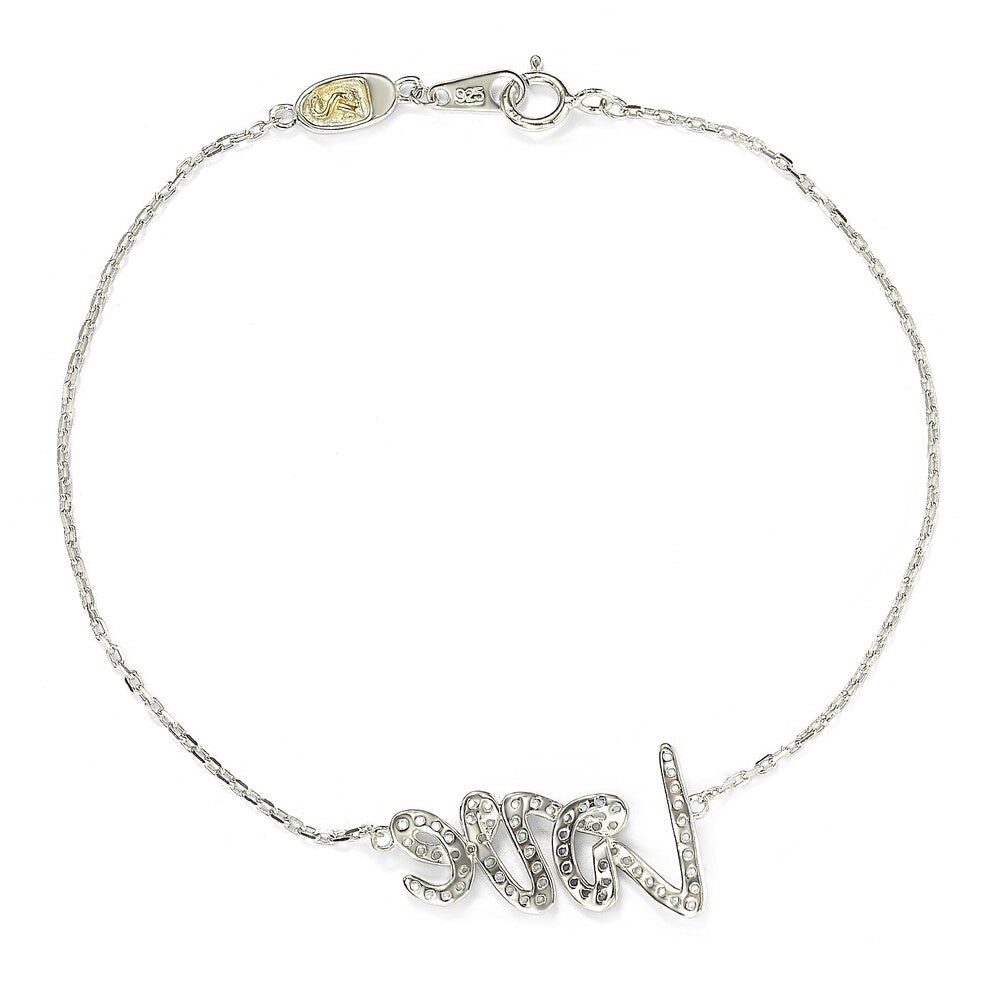 Suzy Levian Sterling Silver Sapphire and Diamond Accent Love Bracelet