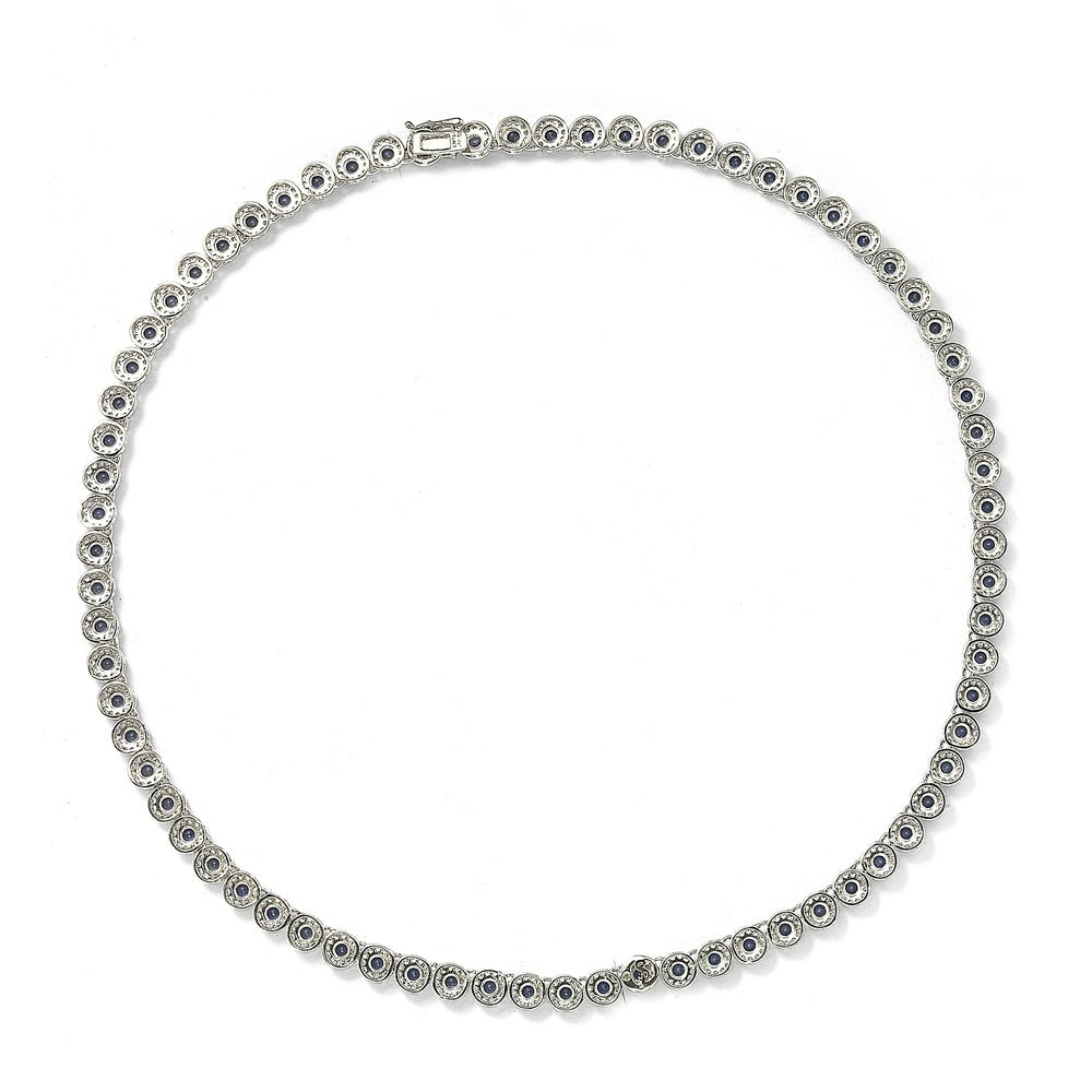 Suzy Levian Sterling Silver Sapphire and Diamond Accent Tennis Necklace