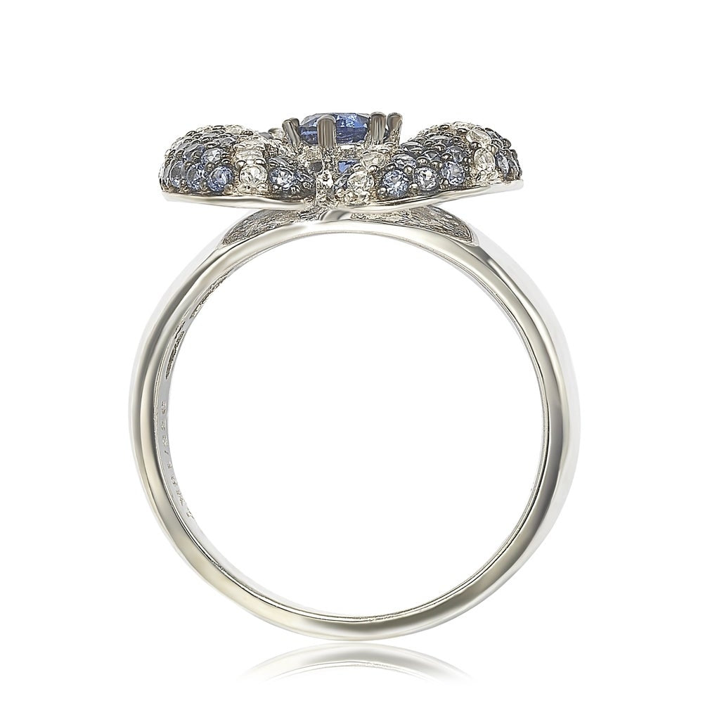 Suzy Levian Sterling Silver Sapphire and Diamond Accent Whimsical Heart Ring