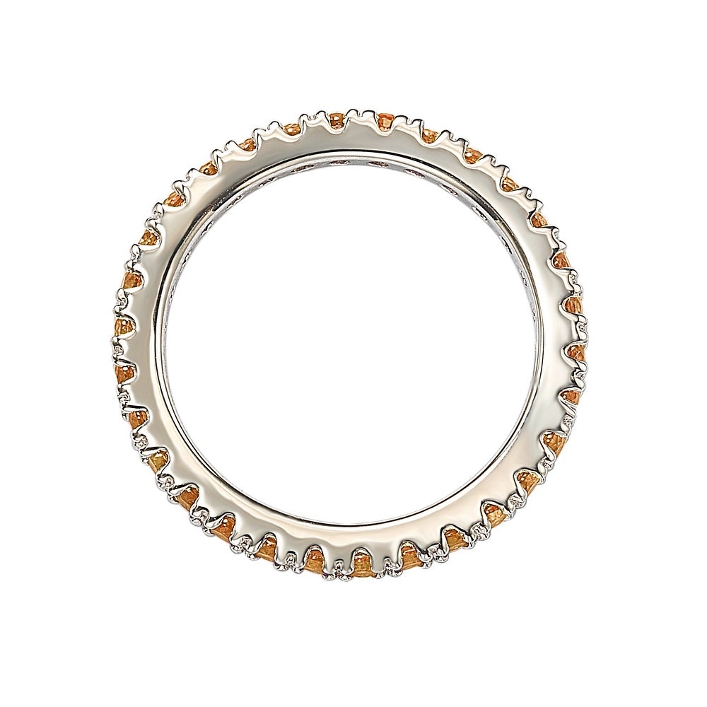 Suzy Levian Sterling Silver Thin Orange Cubic Zirconia Eternity Band