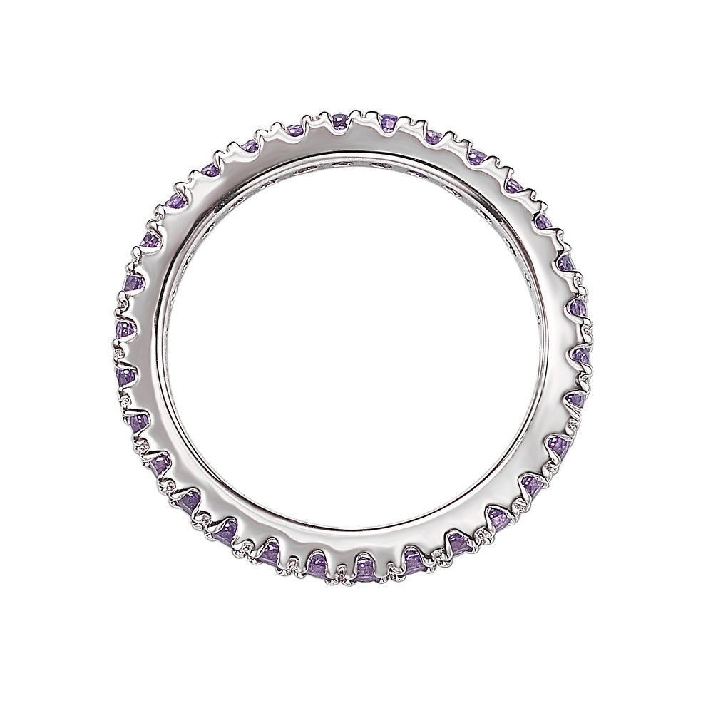 Suzy Levian Sterling Silver Thin Purple Cubic Zirconia Eternity Band