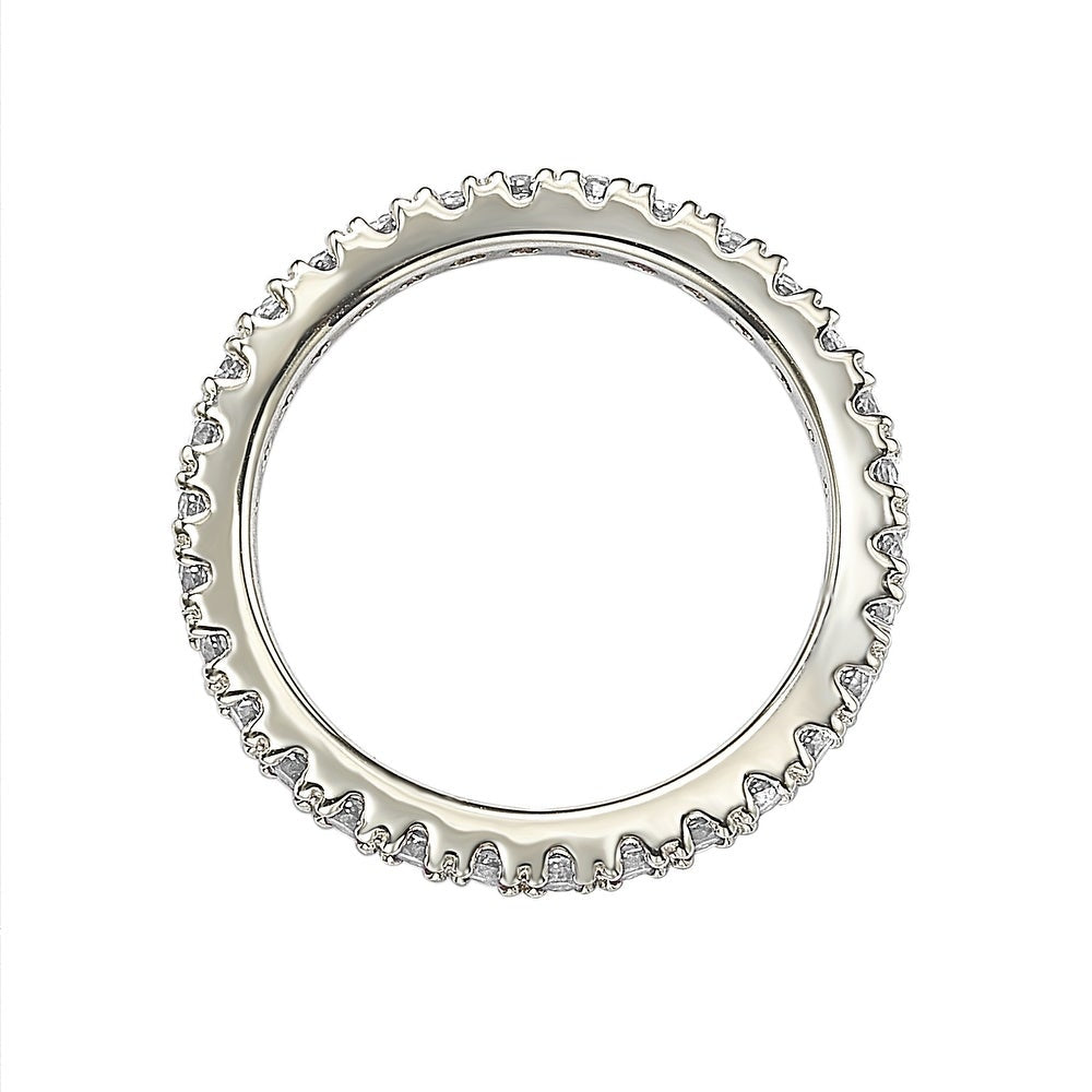 Suzy Levian Sterling Silver Thin White Cubic Zirconia Eternity Band