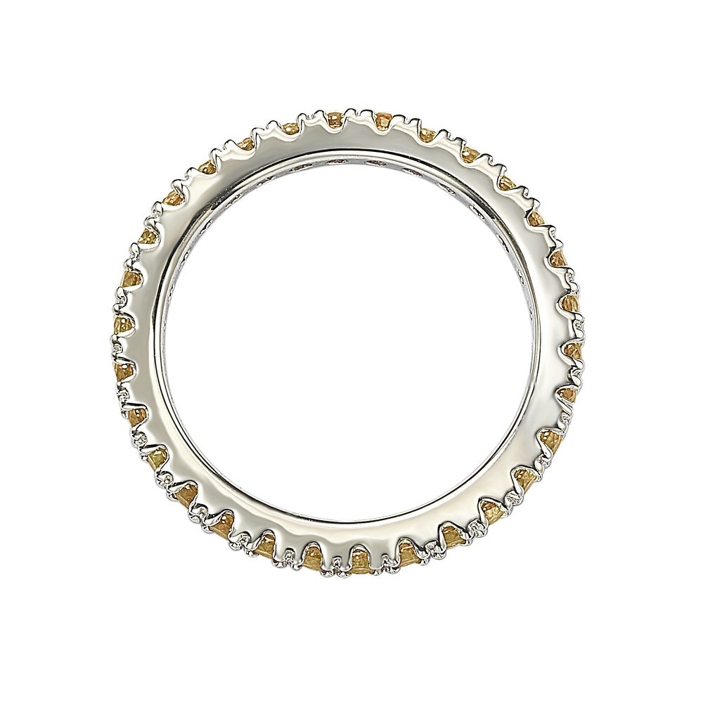 Suzy Levian Sterling Silver Thin Yellow Cubic Zirconia Eternity Band