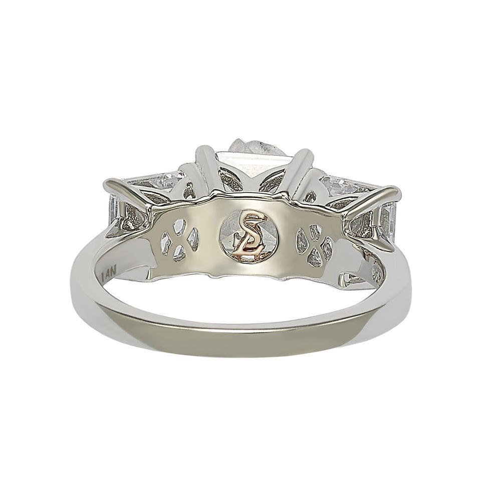 Suzy Levian Sterling Silver White Cubic Zirconia 3-Stone Engagement Ring