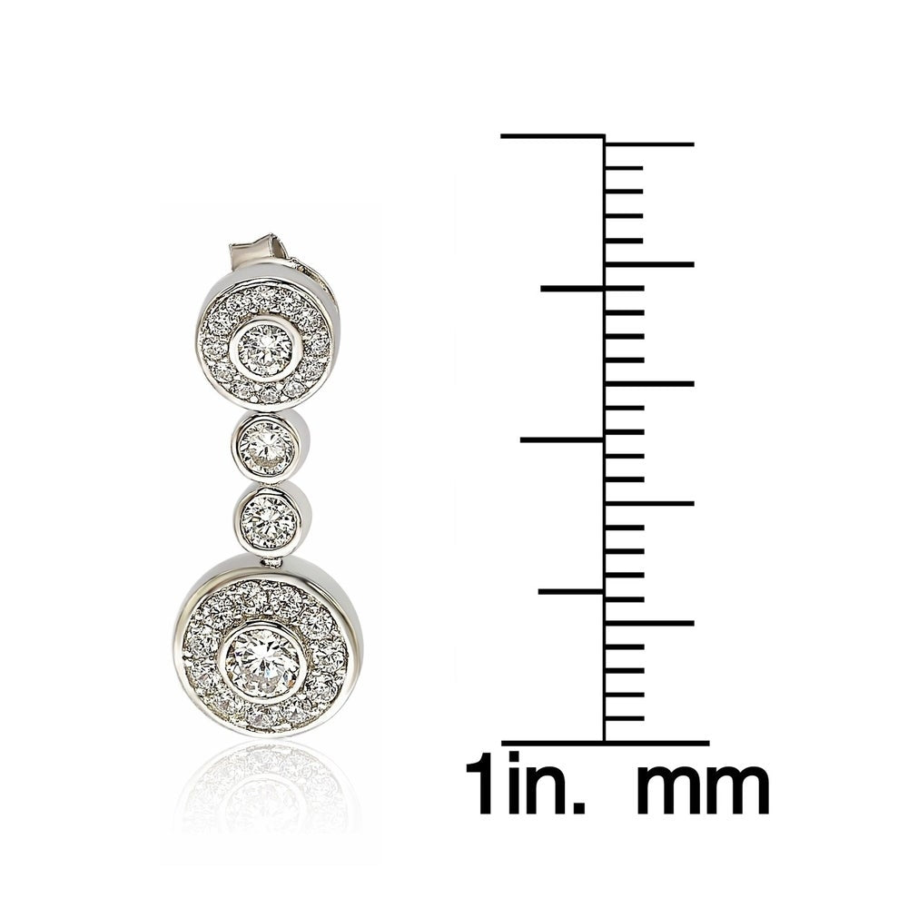 Suzy Levian Sterling Silver White Cubic Zirconia Circle Drop Earrings