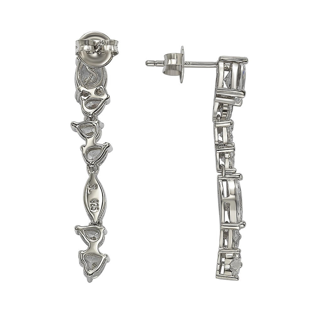 Suzy Levian Sterling Silver White Cubic Zirconia Cluster Dangle Earrings