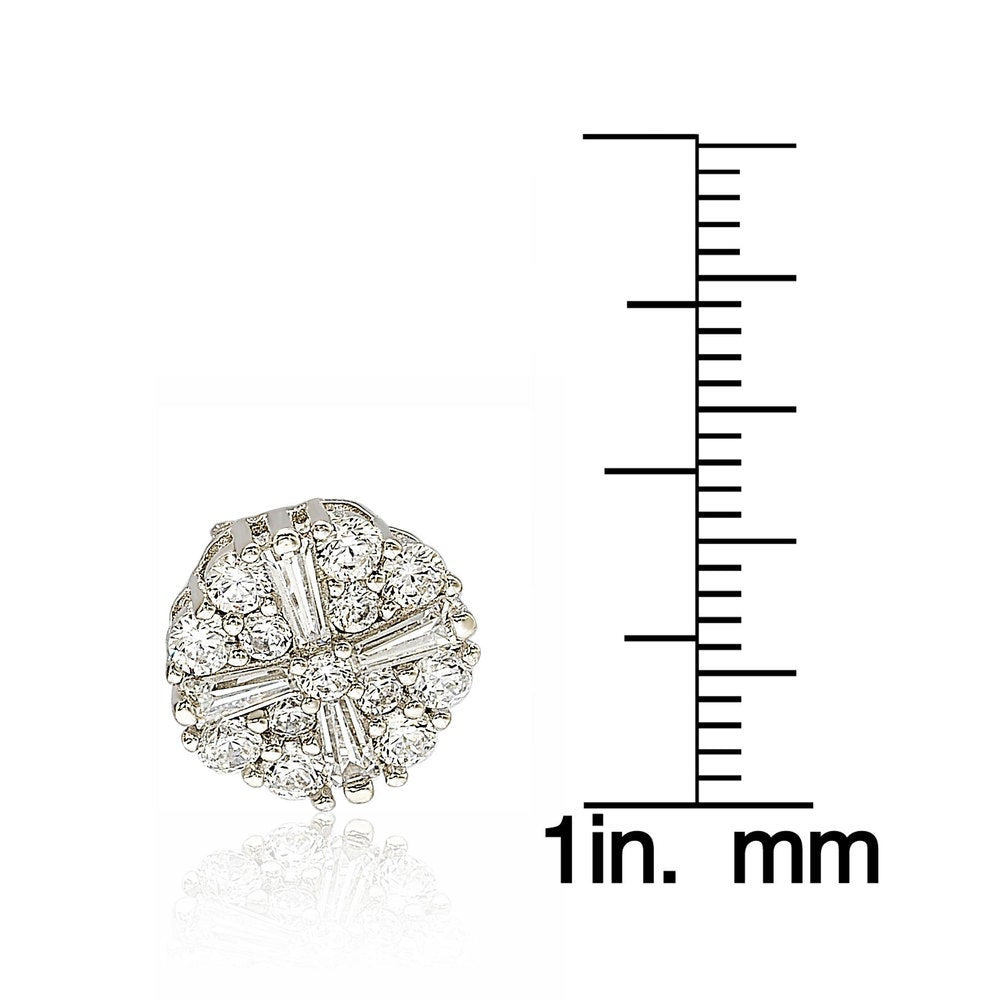Suzy Levian Sterling Silver White Cubic Zirconia Fancy Cluster Stud Earrings